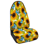 Blue Butterfly Sunflower Pattern Print Waterproof Car Seat Cover