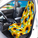 Blue Butterfly Sunflower Pattern Print Waterproof Car Seat Cover