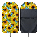 Blue Butterfly Sunflower Pattern Print Waterproof Car Seat Cover