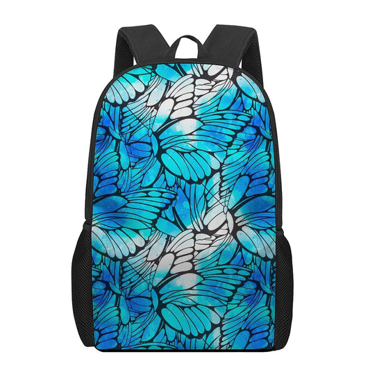 Blue Butterfly Wings Pattern Print 17 Inch Backpack