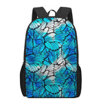 Blue Butterfly Wings Pattern Print 17 Inch Backpack