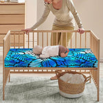 Blue Butterfly Wings Pattern Print Baby Crib Sheet