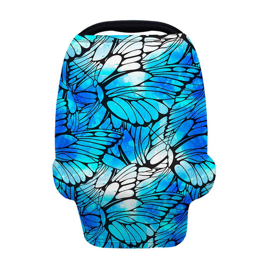 Blue Butterfly Wings Pattern Print Baby Seat Cover