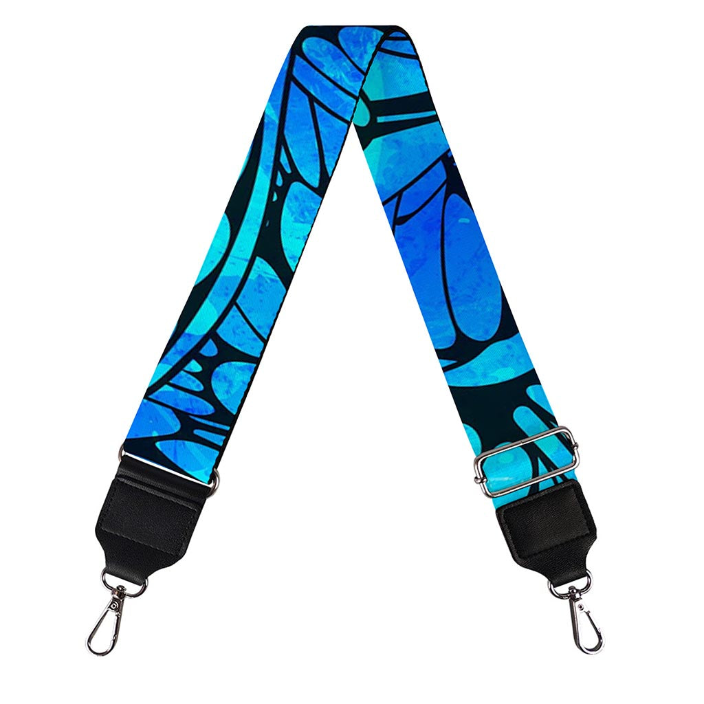 Blue Butterfly Wings Pattern Print Bag Strap