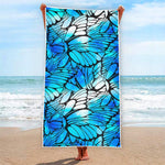 Blue Butterfly Wings Pattern Print Beach Towel