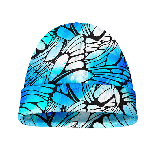 Blue Butterfly Wings Pattern Print Beanie