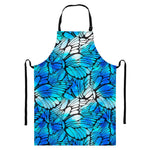Blue Butterfly Wings Pattern Print Bib Apron With Pocket