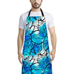 Blue Butterfly Wings Pattern Print Bib Apron With Pocket