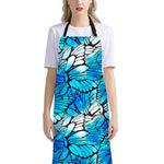 Blue Butterfly Wings Pattern Print Bib Apron With Pocket