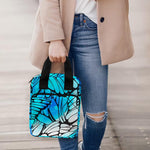 Blue Butterfly Wings Pattern Print Bible Tote Bag