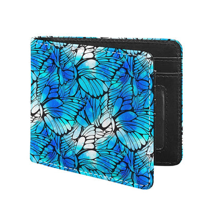 Blue Butterfly Wings Pattern Print Bifold Wallet