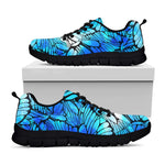 Blue Butterfly Wings Pattern Print Black Running Shoes