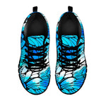 Blue Butterfly Wings Pattern Print Black Running Shoes