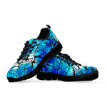 Blue Butterfly Wings Pattern Print Black Running Shoes