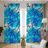 Blue Butterfly Wings Pattern Print Blackout Pencil Pleat Curtains