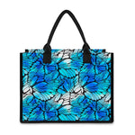 Blue Butterfly Wings Pattern Print Canvas Tote Bag