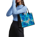 Blue Butterfly Wings Pattern Print Canvas Tote Bag