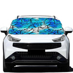 Blue Butterfly Wings Pattern Print Car Windshield Snow Cover