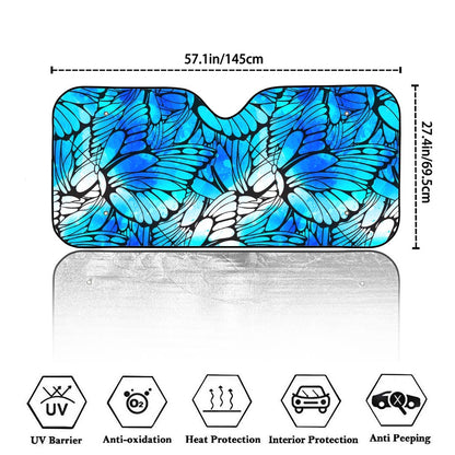 Blue Butterfly Wings Pattern Print Car Windshield Sun Shade