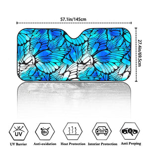 Blue Butterfly Wings Pattern Print Car Windshield Sun Shade