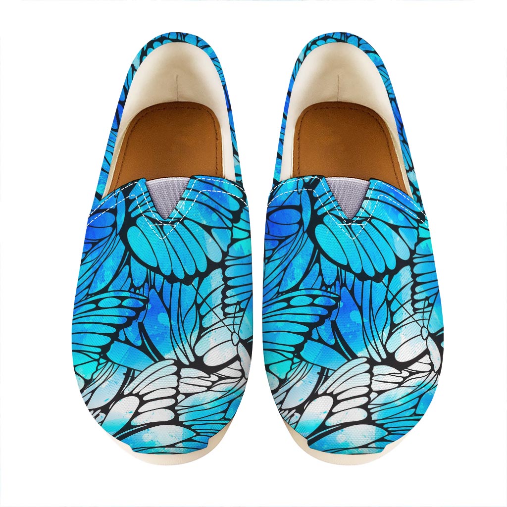 Blue Butterfly Wings Pattern Print Casual Shoes