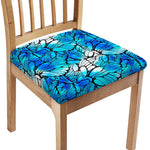 Blue Butterfly Wings Pattern Print Chair Cushion Cover