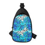 Blue Butterfly Wings Pattern Print Chest Bag