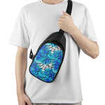 Blue Butterfly Wings Pattern Print Chest Bag