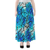 Blue Butterfly Wings Pattern Print Chiffon Maxi Skirt