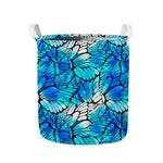 Blue Butterfly Wings Pattern Print Collapsible Laundry Basket