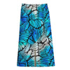 Blue Butterfly Wings Pattern Print Cotton Front Slit Maxi Skirt