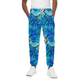Blue Butterfly Wings Pattern Print Cotton Sweatpants