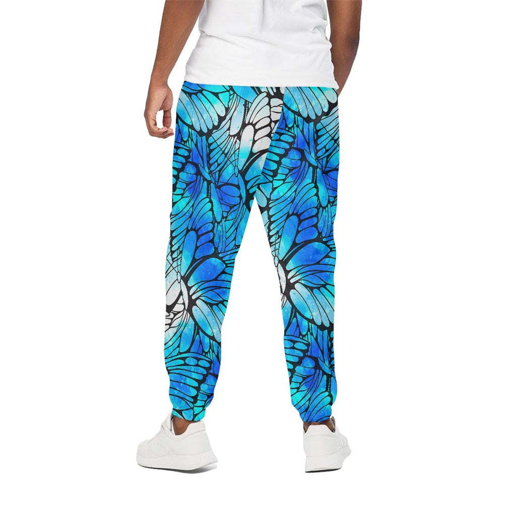 Blue Butterfly Wings Pattern Print Cotton Pants