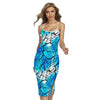 Blue Butterfly Wings Pattern Print Cross Back Cami Dress