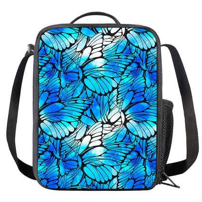 Blue Butterfly Wings Pattern Print Crossbody Lunch Bag
