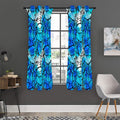 Blue Butterfly Wings Pattern Print Grommet Curtain Panels