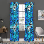 Blue Butterfly Wings Pattern Print Curtain
