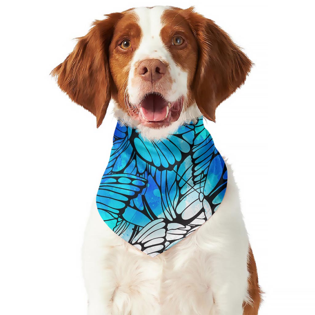 Blue Butterfly Wings Pattern Print Dog Bandana