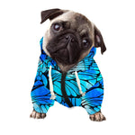 Blue Butterfly Wings Pattern Print Dog Zip Up Hoodie