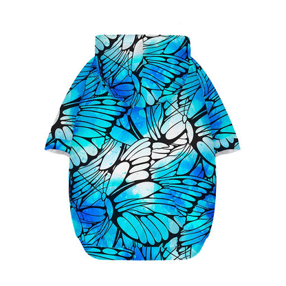 Blue Butterfly Wings Pattern Print Dog Zip Up Hoodie