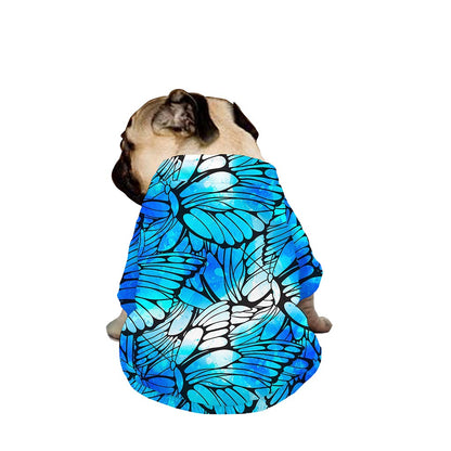 Blue Butterfly Wings Pattern Print Dog Zip Up Jacket
