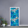 Blue Butterfly Wings Pattern Print Door Sticker