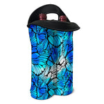 Blue Butterfly Wings Pattern Print Double Neoprene Wine Tote