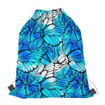 Blue Butterfly Wings Pattern Print Drawstring Bag