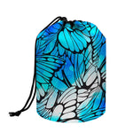Blue Butterfly Wings Pattern Print Drawstring Makeup Bag