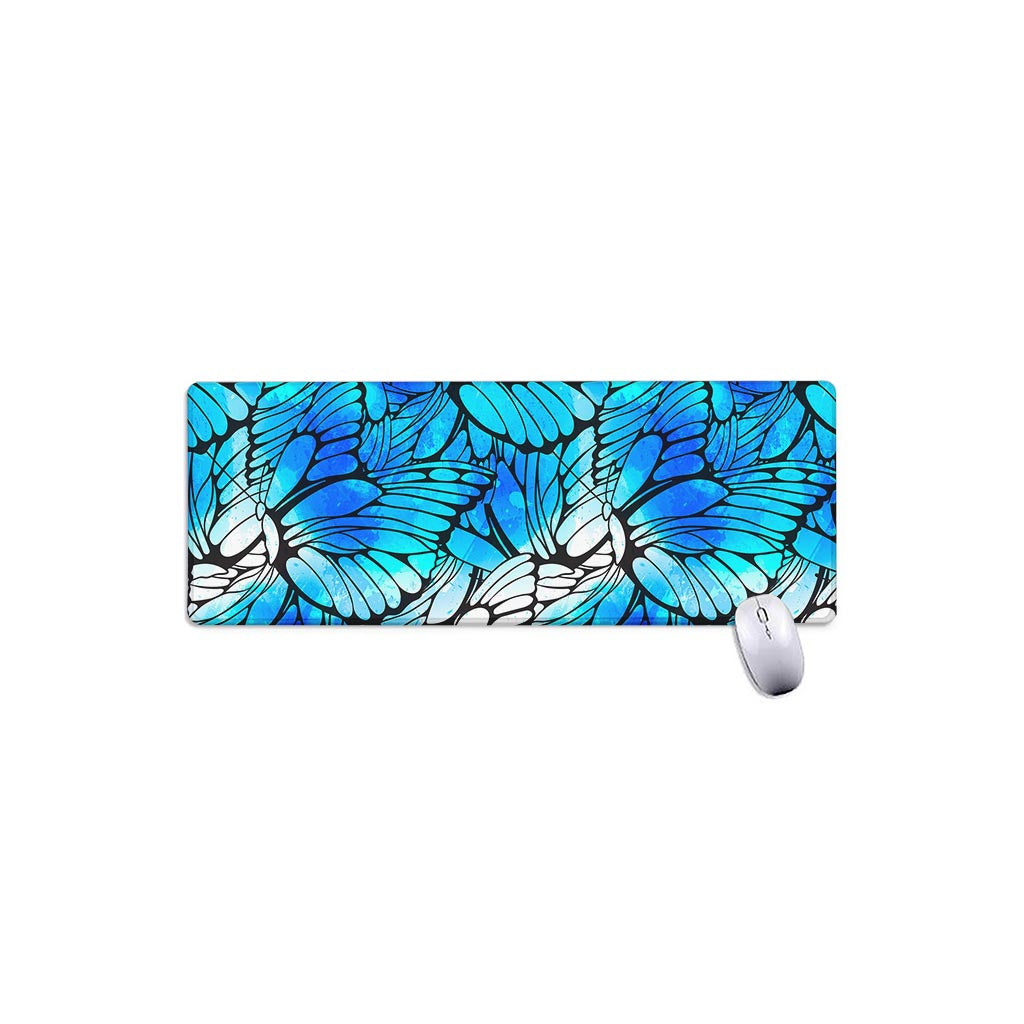 Blue Butterfly Wings Pattern Print Extended Mouse Pad