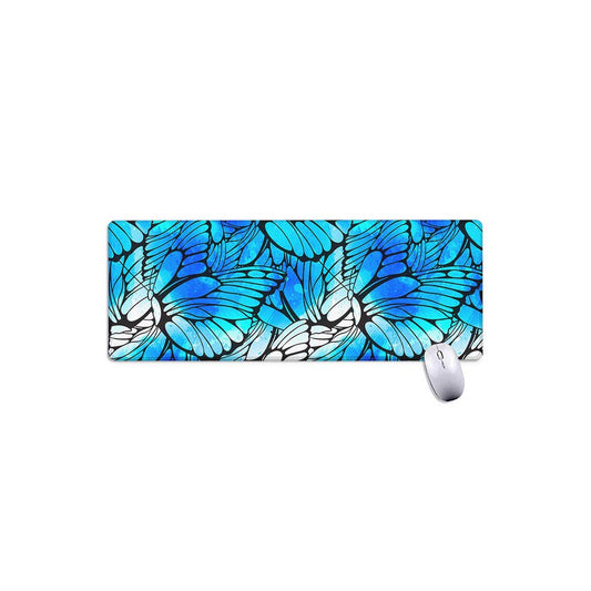 Blue Butterfly Wings Pattern Print Extended Mouse Pad