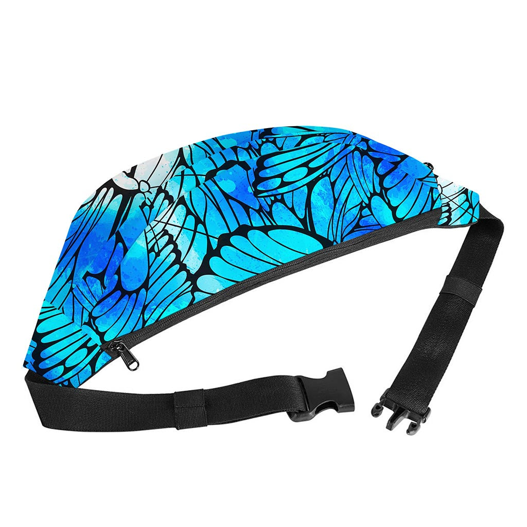 Blue Butterfly Wings Pattern Print Fanny Pack