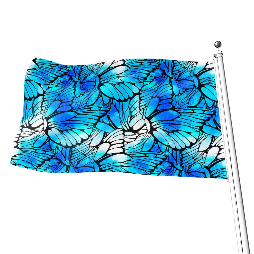 Blue Butterfly Wings Pattern Print Flag
