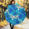 Blue Butterfly Wings Pattern Print Foldable Umbrella